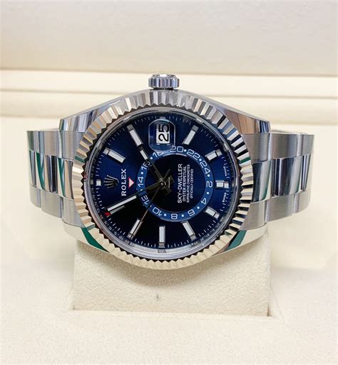 rolex blue face skydweller|Rolex Sky-Dweller price chart.